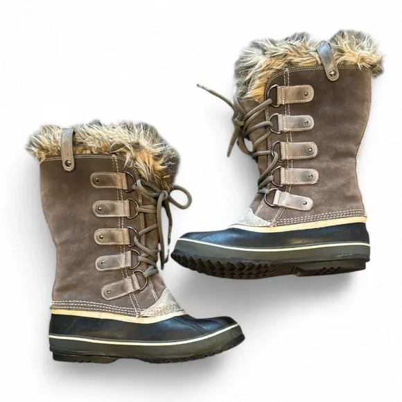 Sorrel Joan of Arc Artic Grey Suede Faux Fur Tim Waterproof Winter Boots Size 9 - Picture 5 of 14